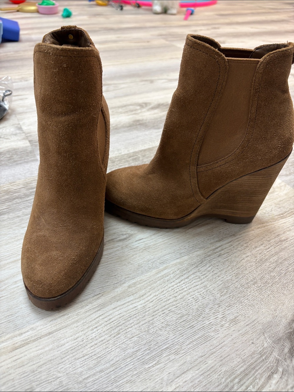 Michael Kors Brown Suede Wedge Ankle Booties